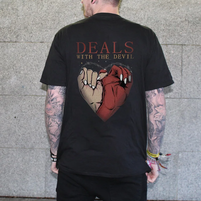 Deals with the Devil  print loose T-shirt designer -  
