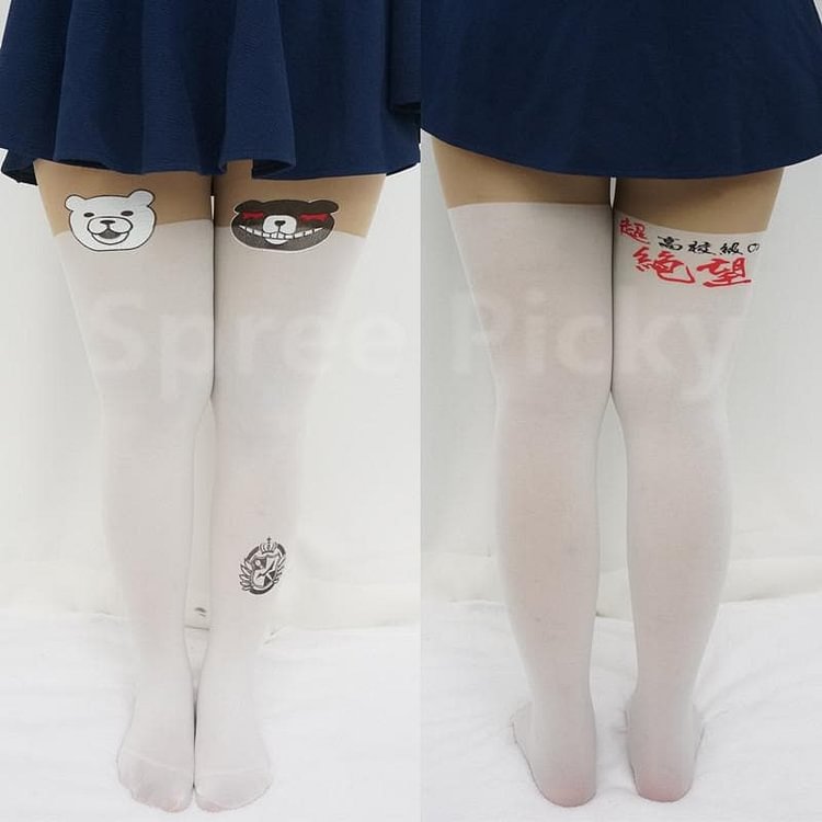 Dangan Ronpa モノクマPrincipal Monokuma Black/White Bear Fake Over Knees Tights SP141359