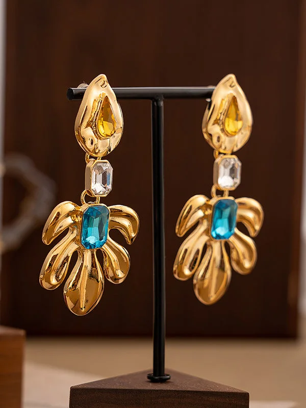 Geometric Rhine Stones Drop Earrings
