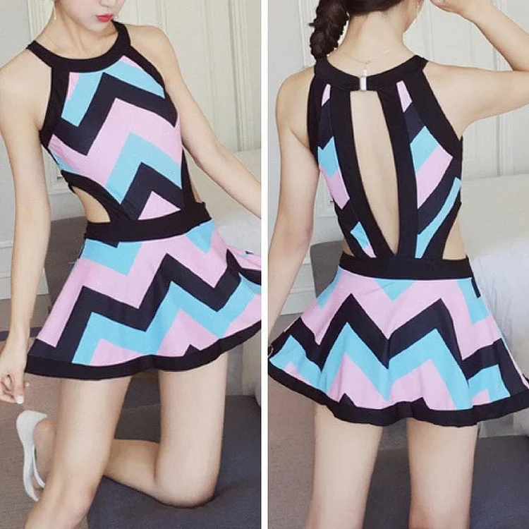 Colorful Stripe One-Piece Swimsuit SP179612