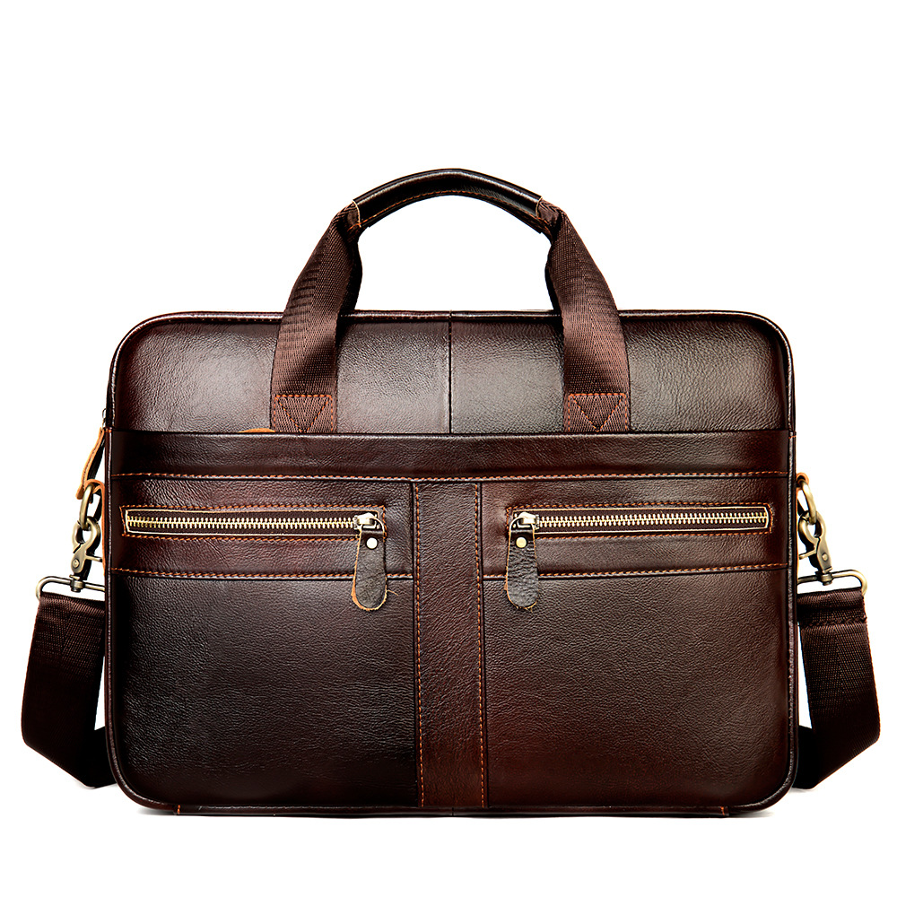 Men's Genuine Leather Briefcase 14-inch Laptop Bag Business Travel Work Handbag Shoulder Bag | ARKGET