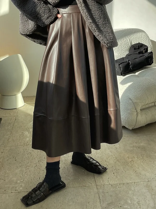 Casual Vintage PU Leather Skirt