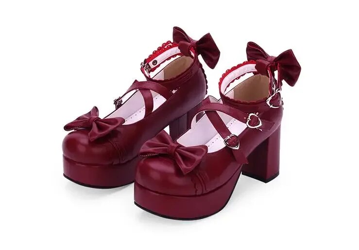 VCshoes Mori Girl Lolita Shoes Woman Cosplay Shoes Lady High Heels Pumps Women Princess Dress Party Shoes Bowtie