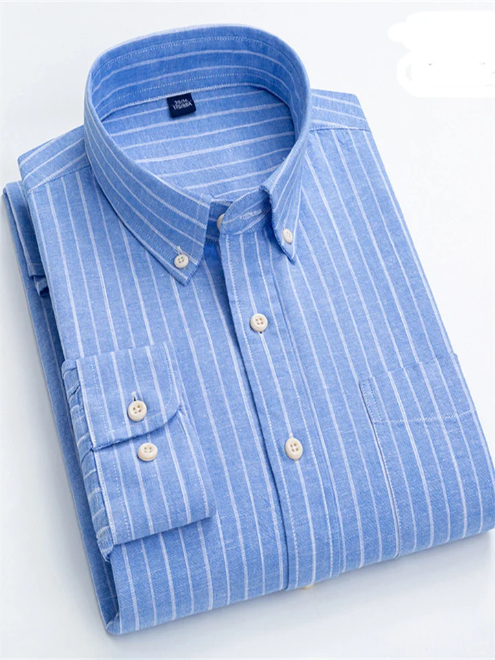 Four Seasons New Cotton Shirt Fashion Plaid Men's Shirt Long-sleeved Square Collar Casual Cotton Shirt-JRSEE