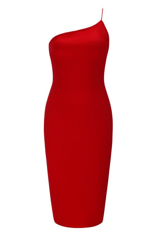 One Shoulder Zip Back Bodycon Dress - BlackFridayBuys