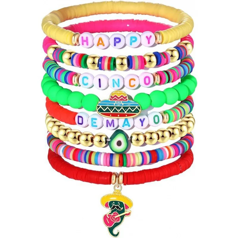 Women's Carnival Party Yellow and Green Decorative Bracelets