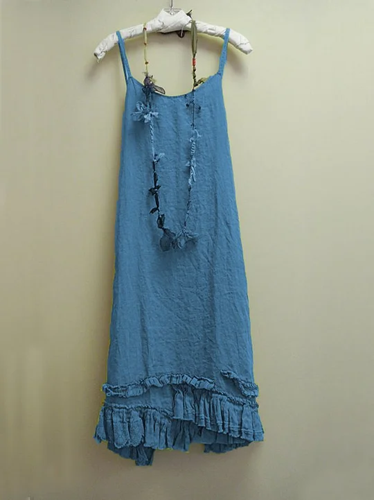 Linen Casual Sleeveless Round Neck Plus Size Dress