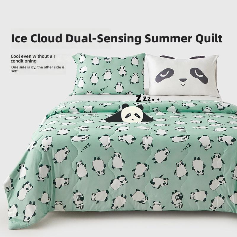 Ice Cloud Dual-Sensing Summer Quilt with Adorable Panda Print for Cool Sleep