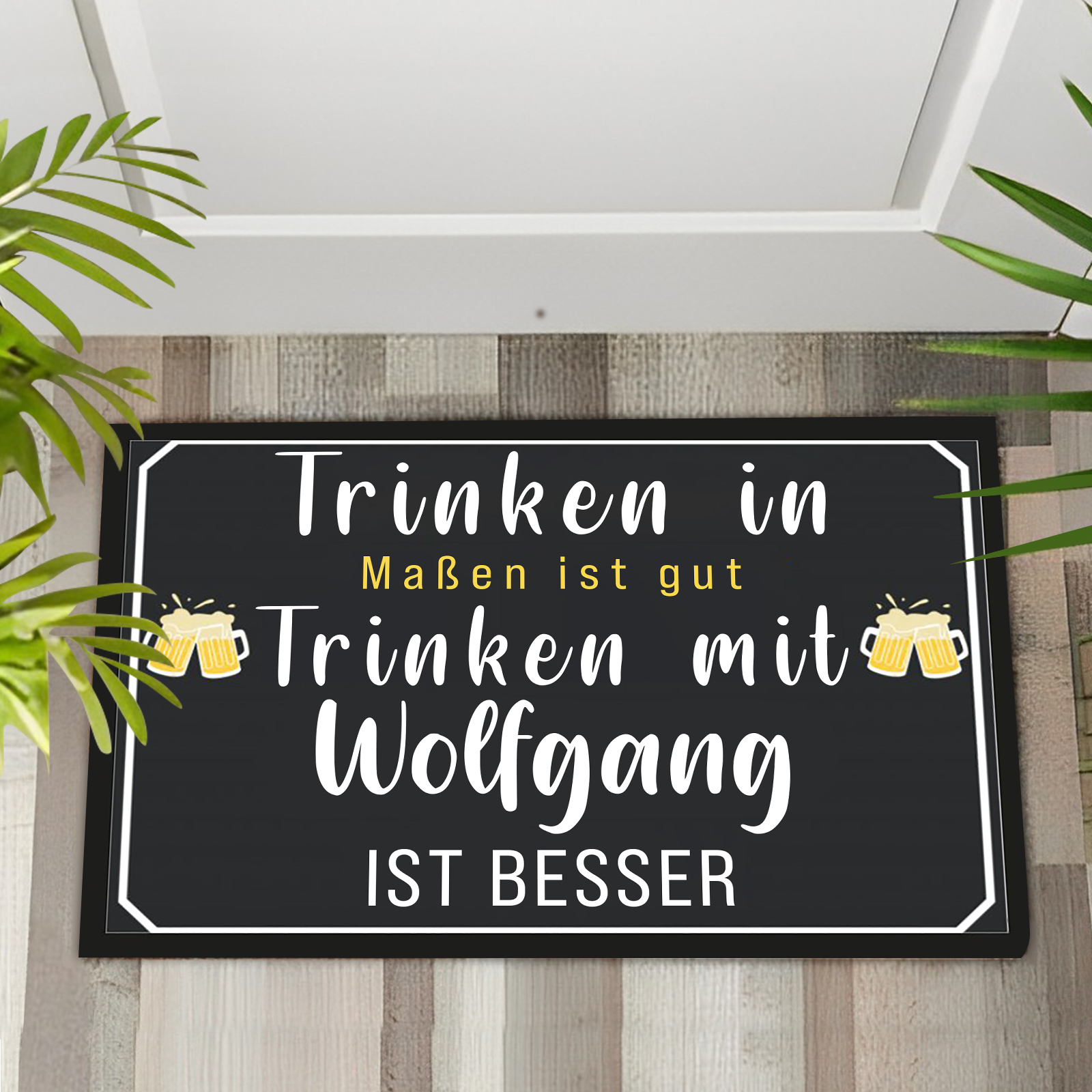 Kettenmachen Personalisierbarer Name Bier Trinken Willkommen Fu Matte