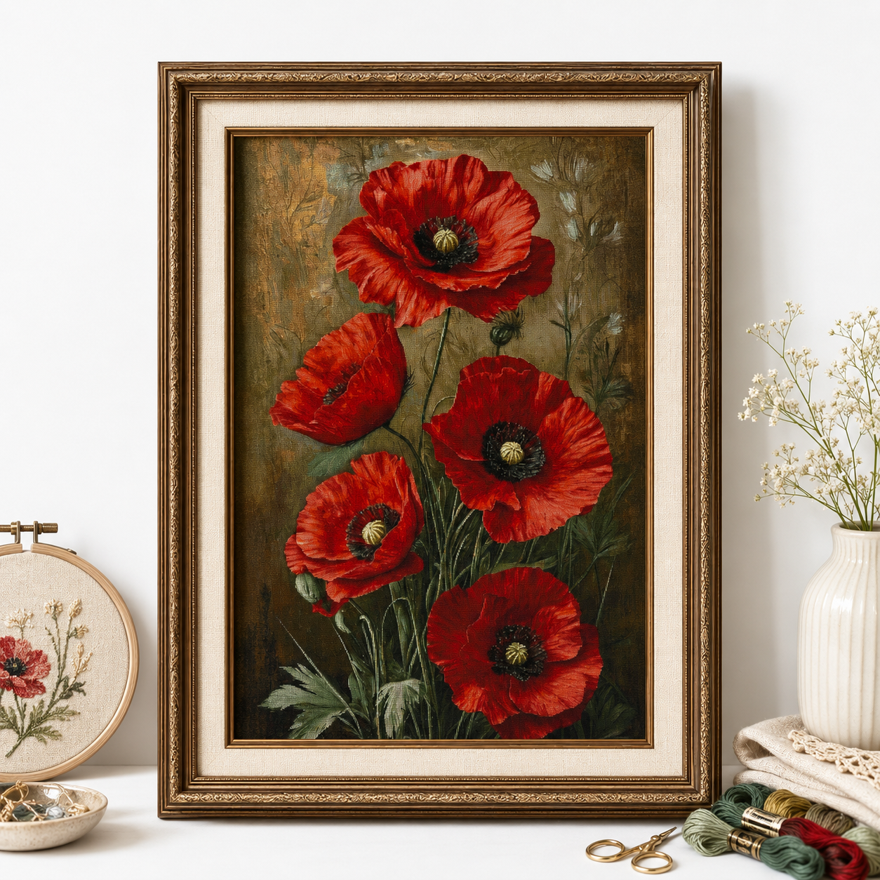 poppy ZZ8634-Retro Poppy]_ 105.69_ Painting Fairy Cross Stitch_printed