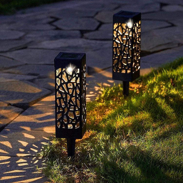 6-Pack: Outdoor Solar Light Powered Garden Pathway Lights Waterproof Hollow with Ground Spike