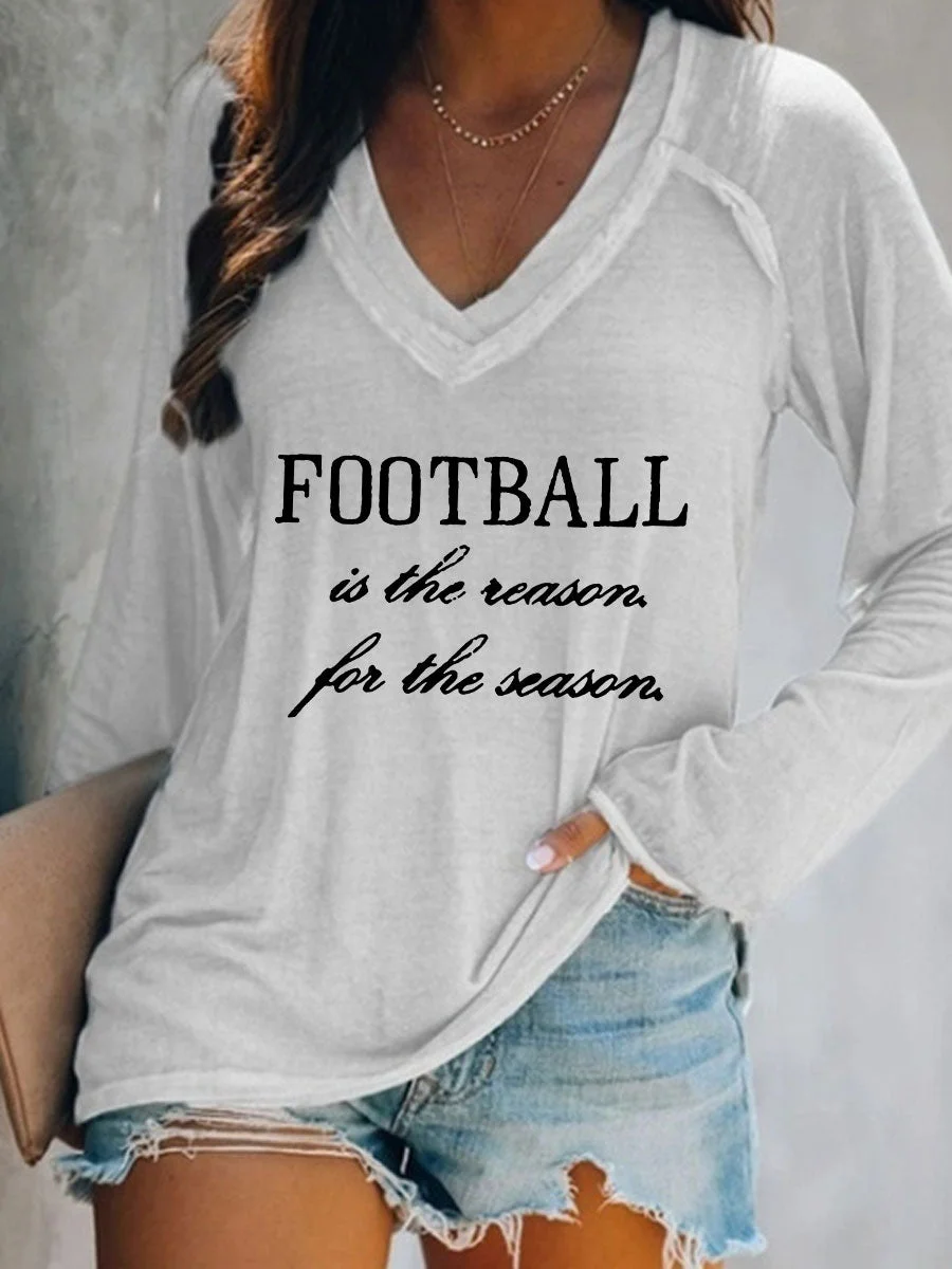 Football Is The Reason For The Season V-neck Long Sleeve T-shirt