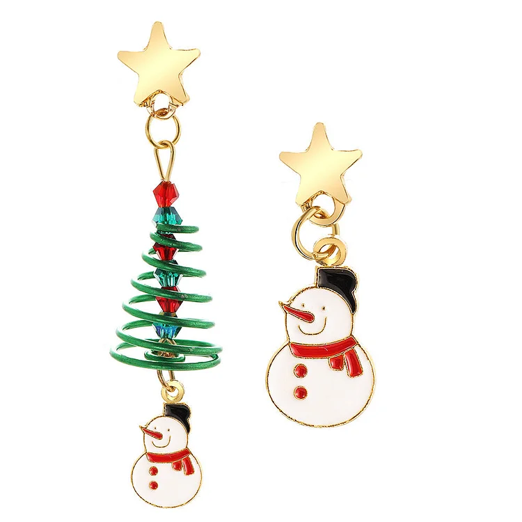 Asymmetric Spiral Christmas Tree Earrings