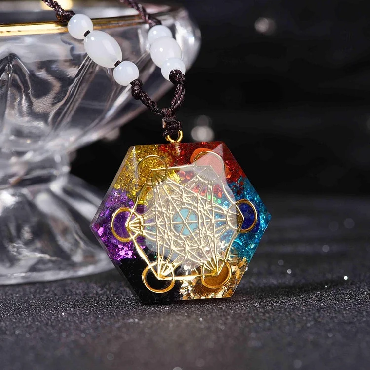 Chakra Metatron's Cube Symbol Meditation Necklace