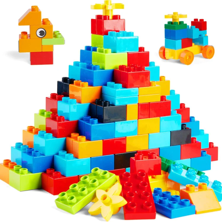 WYSWYG® Large Building Blocks Set 240 Pieces for Children from 2 Years, Compatible with Duplo Bricks and Top Brands, Stone Box Starter Set, Colourful Basic Building Blocks, from 2-3-4 Years