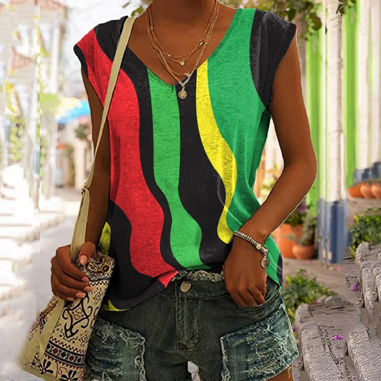 Vefave African Color Landscape Short Sleeve T-Shirt