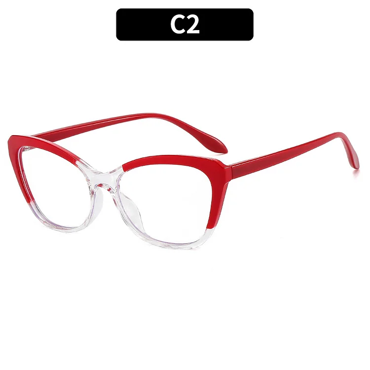 2024 New TR90 Anti-Blue Light Cat Eye Plain Glasses Color Matching Personty Plain Simple Glasses Frame  Glasses Frame