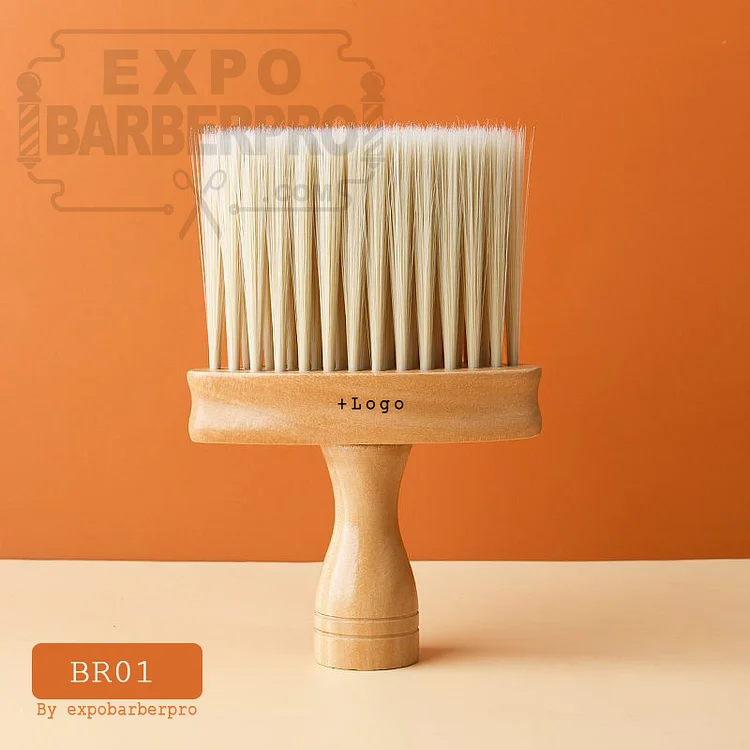 br01-Professional salon hair  brush High Quality Salon Tool Wooden Handle Soft Nylon Household Hair Neck Cleaning