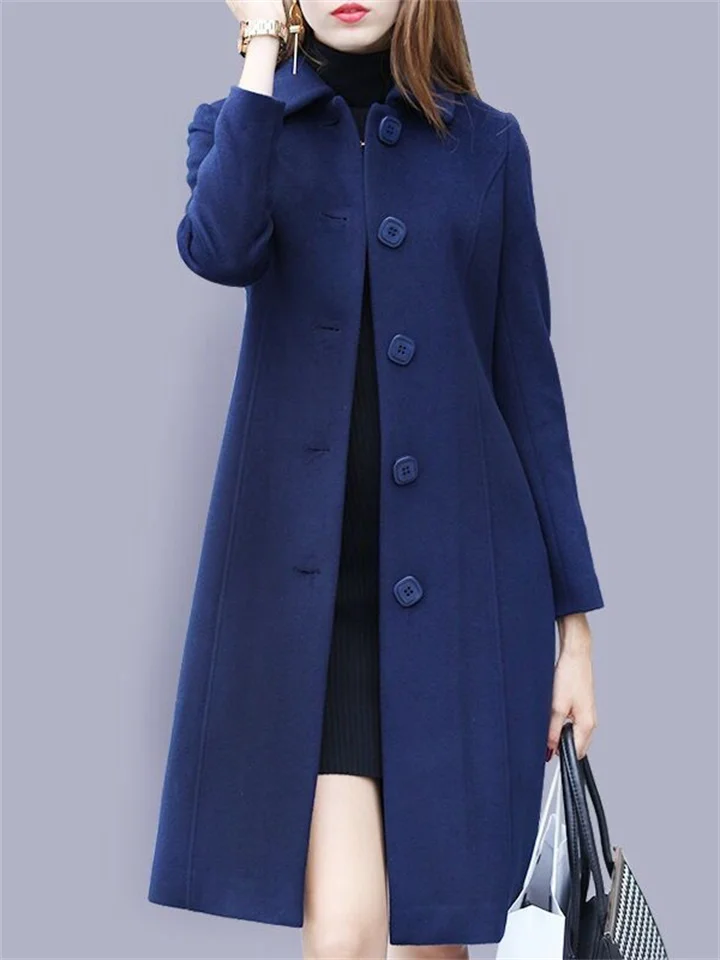 Women's Coat Fleece Jacket Casual Jacket Office Office / Career Street Winter Fall Long Coat Regular Fit Warm Traditional / Vintage Classic Style Casual Jacket Long Sleeve Solid Color Pure Color Slim