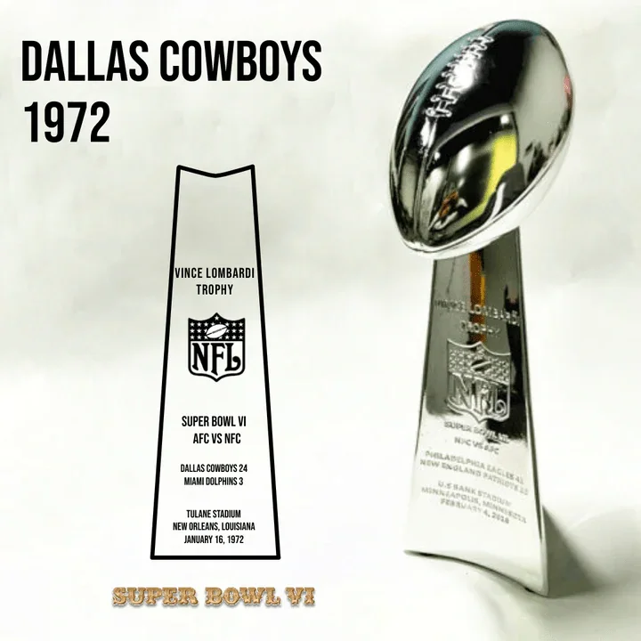 [NFL]1972 Vince Lombardi Trophy, Super Bowl 6, VI Dallas Cowboys