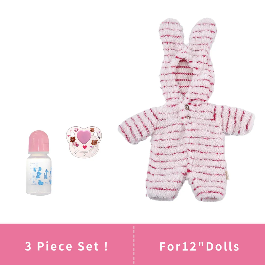 [For 12" Reborn Dolls] Children's Day Bunny 3 Piece Set Plush Jumpsuit With Pacifier and Bottle Accessories -Creativegiftss® - [product_tag] RSAJ-Creativegiftss®