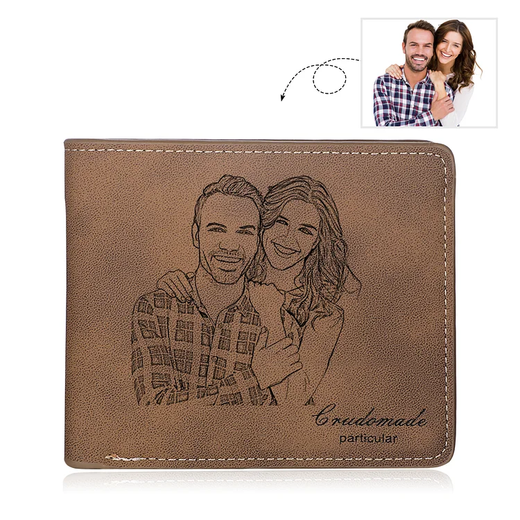 Men Photo Wallet Custom Brown Gifts for Him
