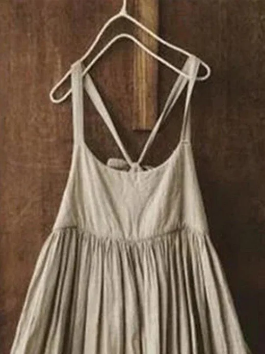 Vintage Sleeveless Statement Butterfly Floral Printed U Neck Plus Size Casual Dresses