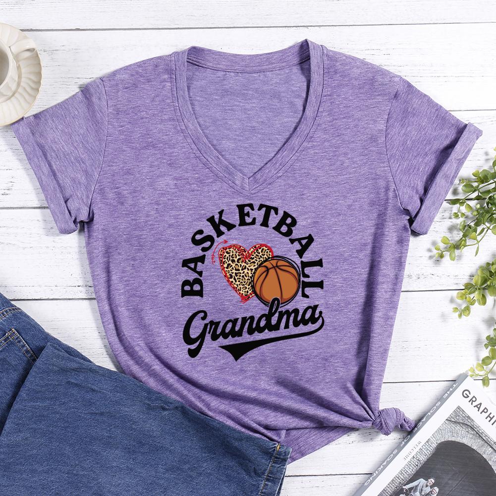 Basketball Grandma V-neck T Shirt-Guru-buzz