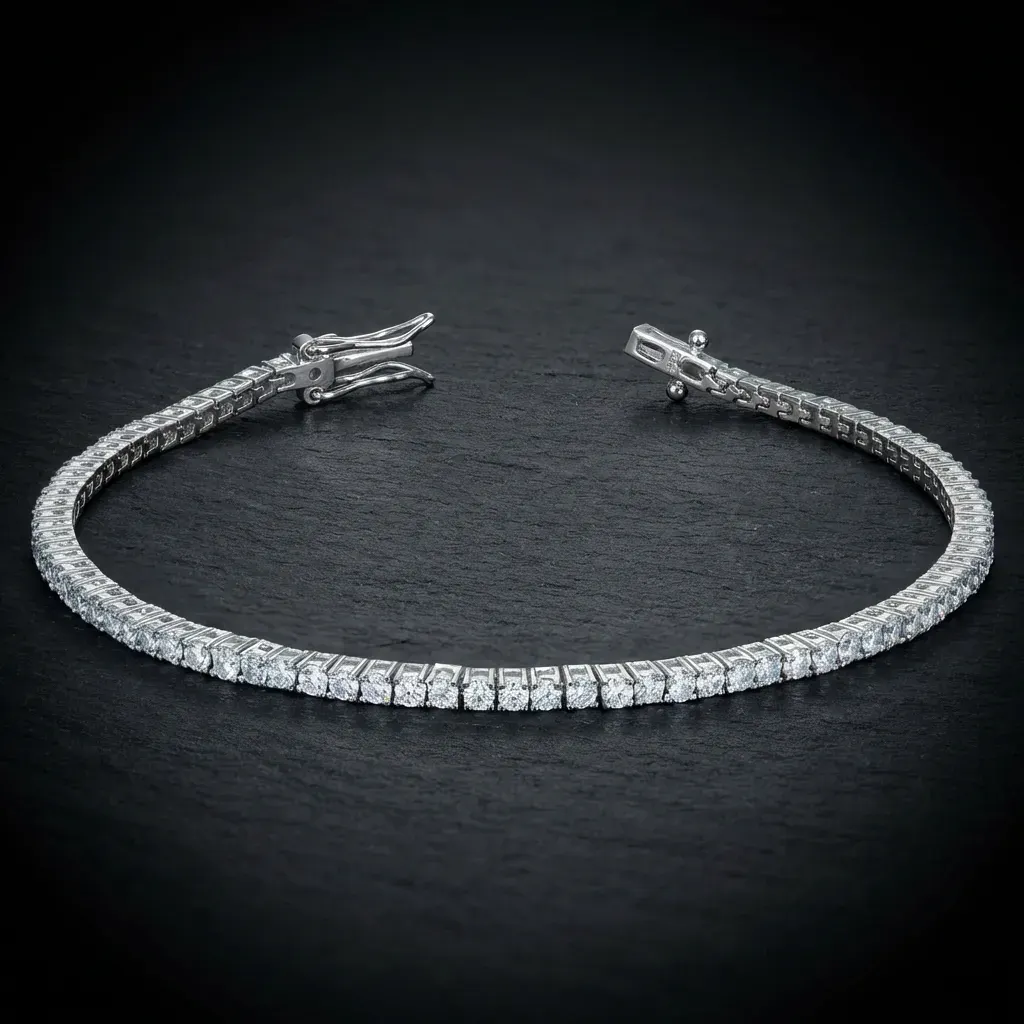JiStones Eternal Sparkle Moissanite Tennis Bracelet | S925 Sterling Silver Platinum Plated 2mm Moissanite | Platinum Plated S925-14cm (5.5")