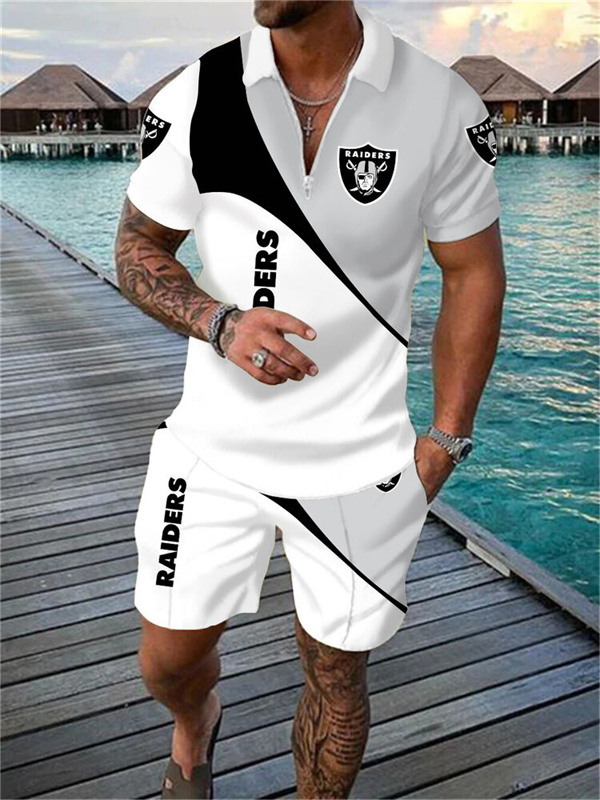 Las Vegas Raiders 2PCS Tracksuit Men's T Shirts Shorts Short Sleeve Beach  Shorts