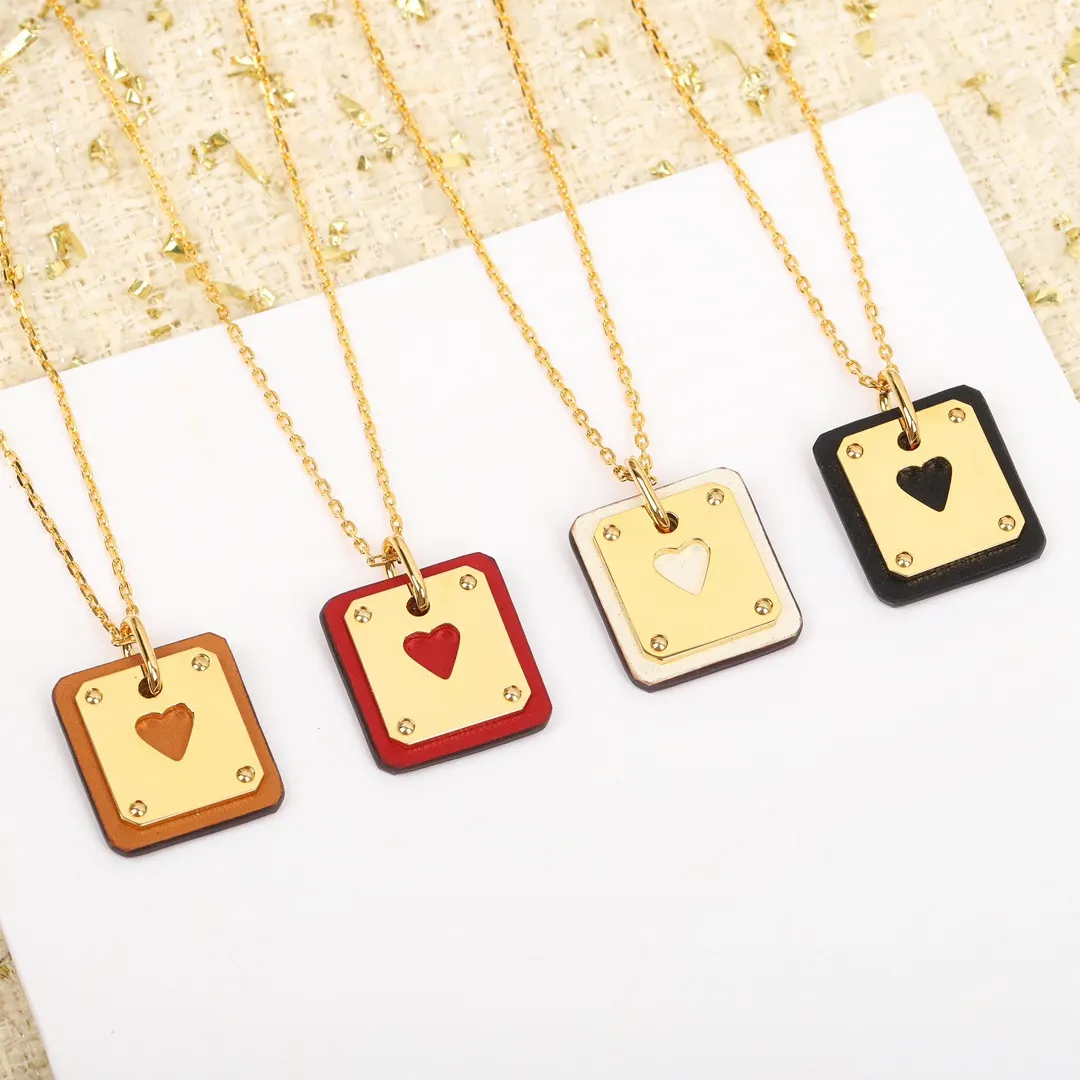Hermes Cowhide Leather Square Tag Necklace