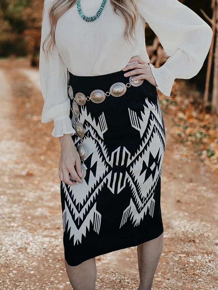 Aztec Pattern Sweater Skirt