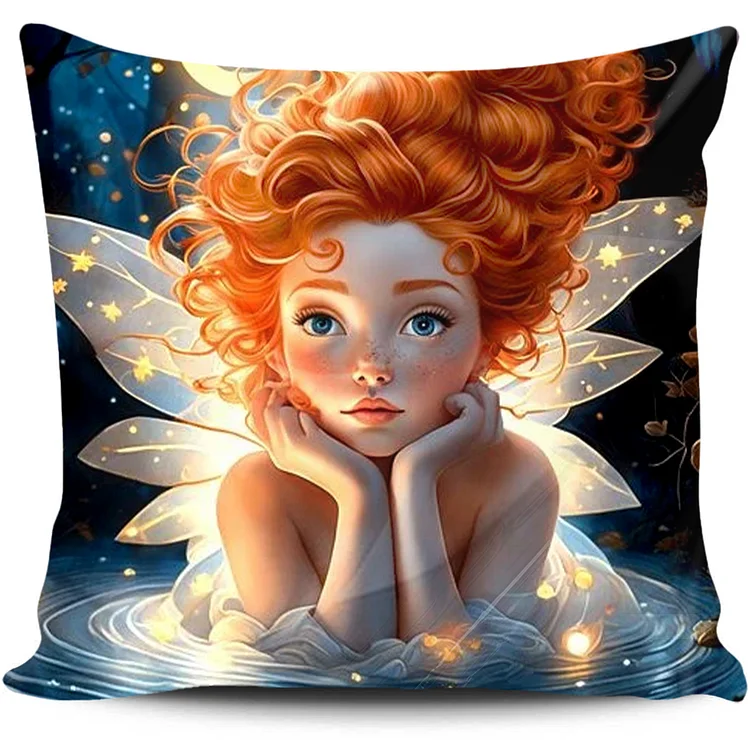 Cross Stitch Pillow - Fantasy Butterfly Fairy Girl (45*45cm) gbfke