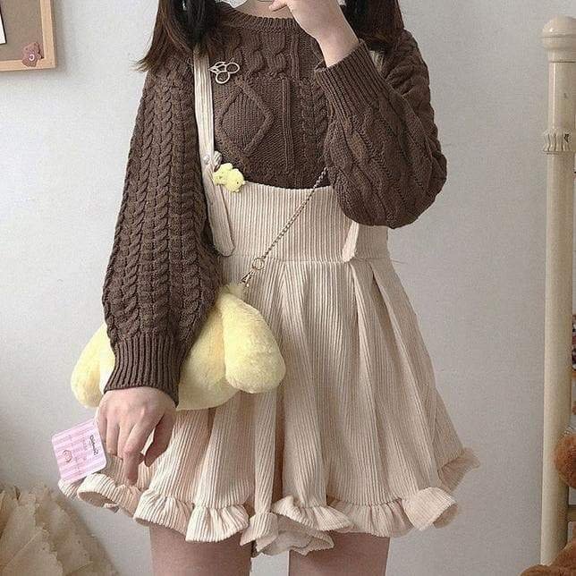 Popular Corduroy Ruffles Kawaii Leisure Rompers SP15788