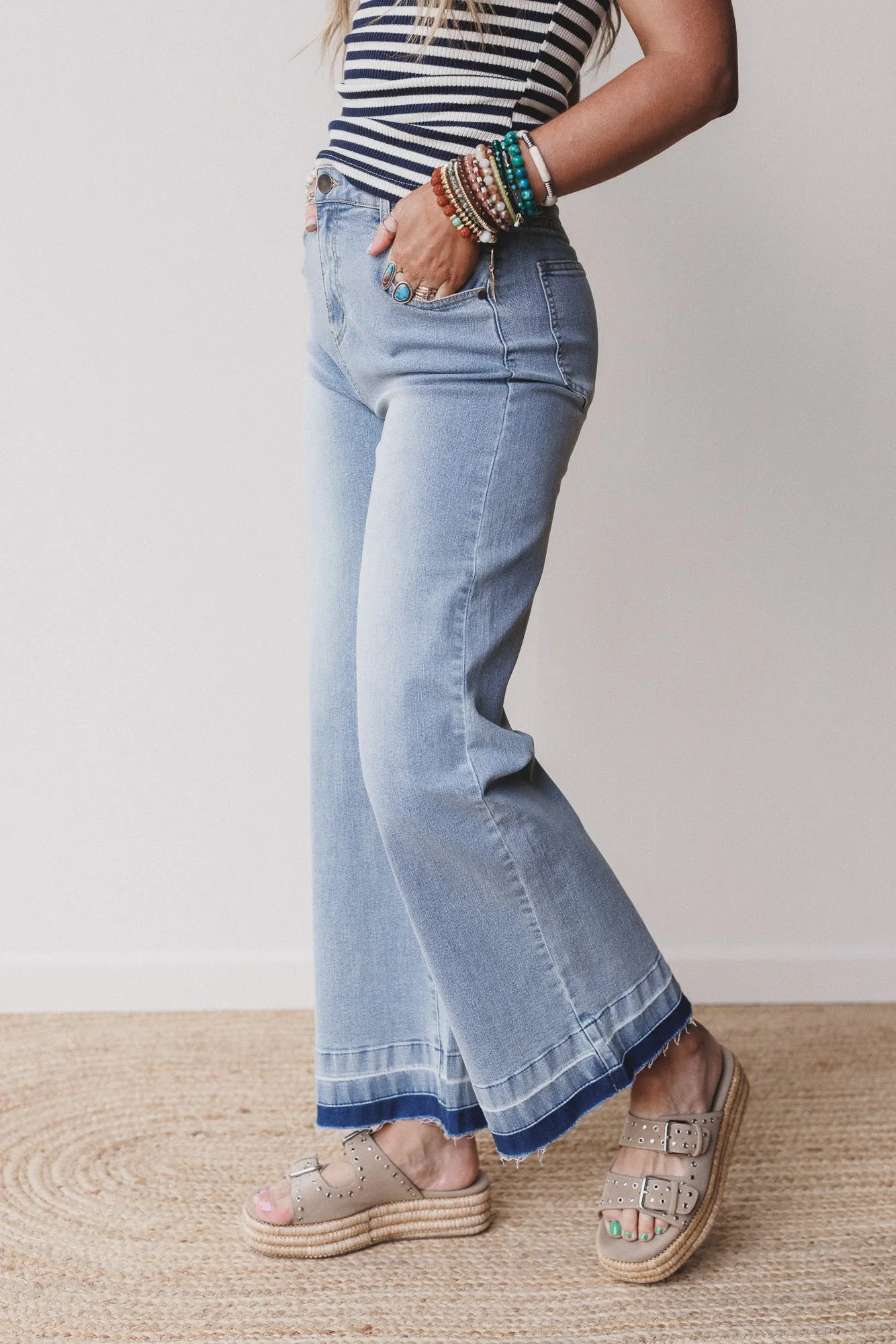 Jonathon Wide Leg Jeans - Washed Denim