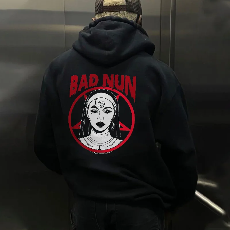 Bad Nun Printed Casual Men's Hoodie -  