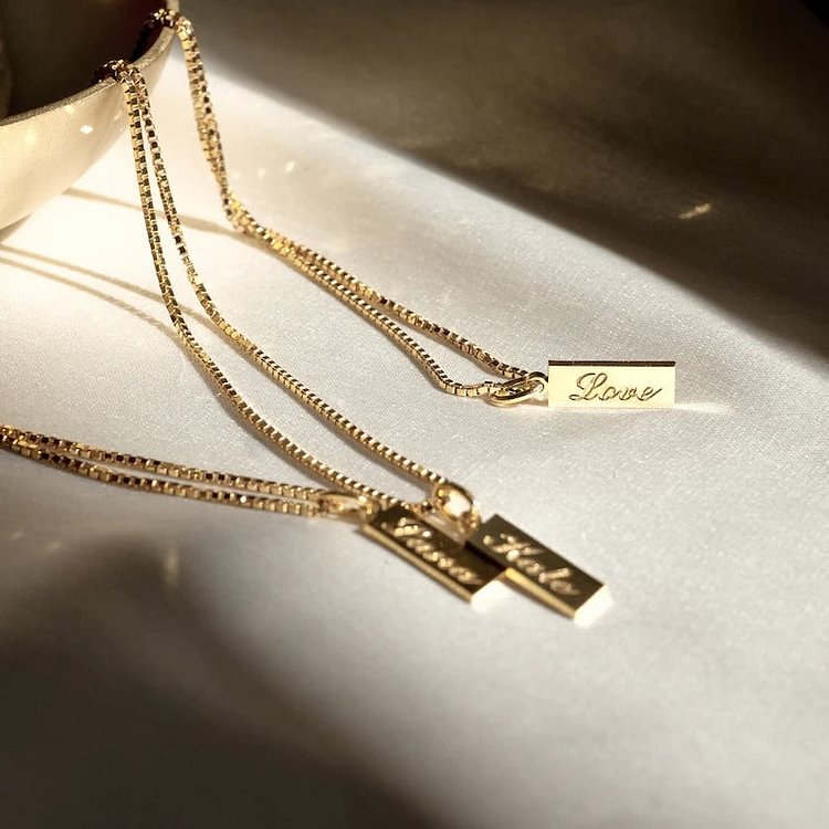 Dainty Name Tag Necklace with Box Chain