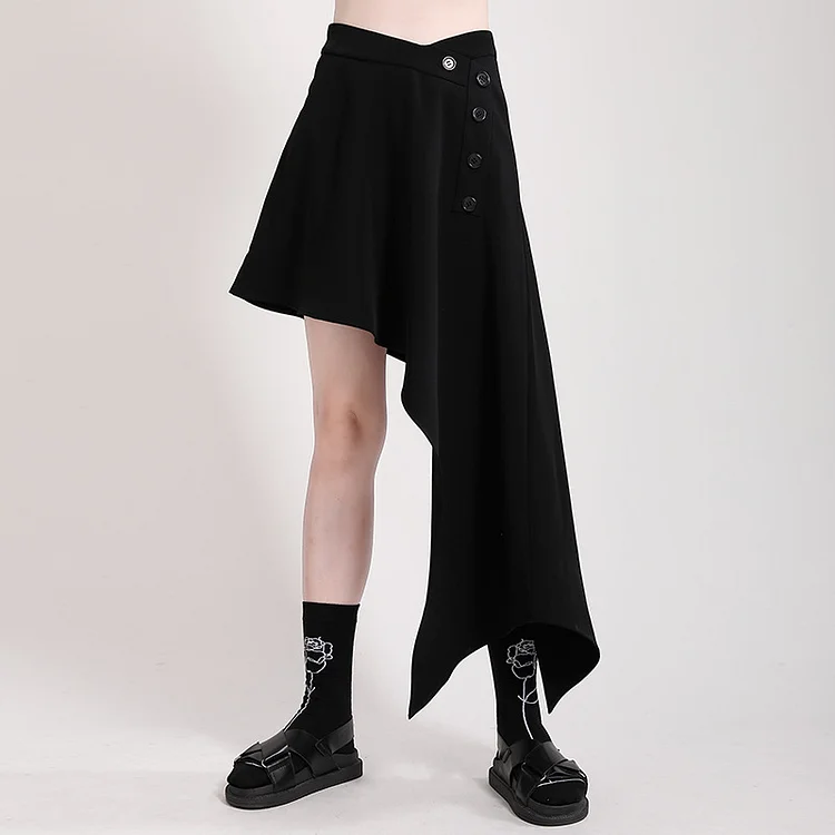 Black Irregular High Waist Skirt