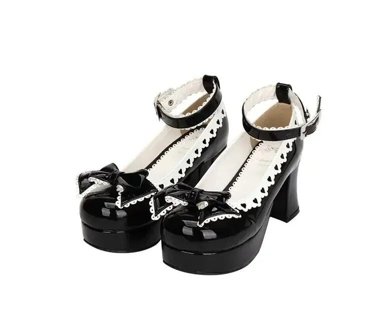 VCshoes Woman Mori Girl Lolita Cosplay Shoes Lady High Heels Pumps Women Princess Dress Party Shoes Lacework Bowtie 47
