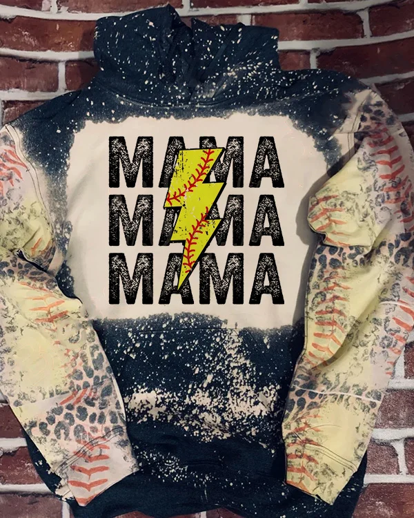  Softball Mama Thunder Bleached Sweatshirt