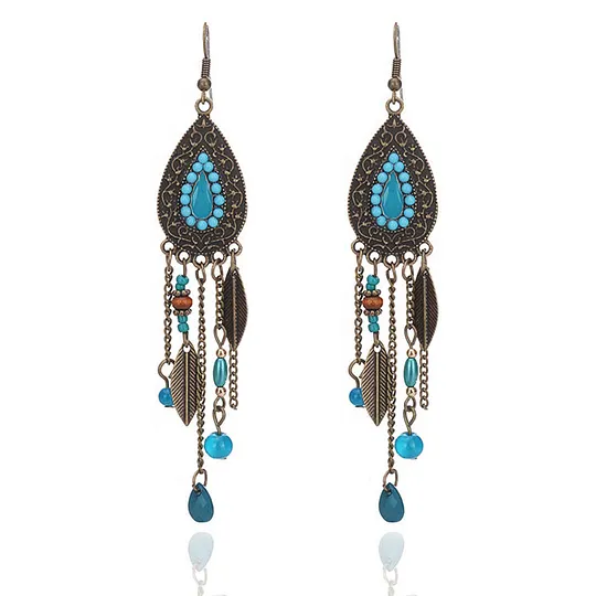 Long Earrings Performance Photography Unique Temperament Leaf Chain Tassel Ear Hook