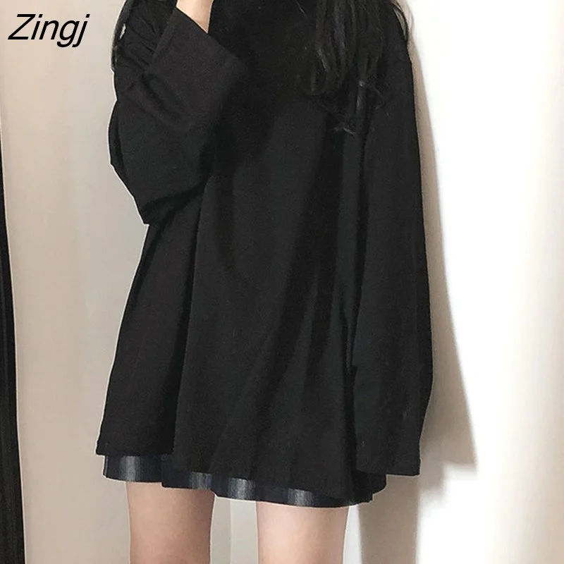 Zingj T-shirts Women Chic Candy Color Long Sleeve Solid Basic Fall Ladies Tops Korean Trendy Femme Tees O-Neck Футболка Simple New