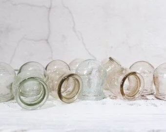 pornhint Pornhint Set of 12 Vintage glass medical jars Medical pharmaceutical jars Soviet Round massage jars Retro-medical glassware Old Soviet medicines