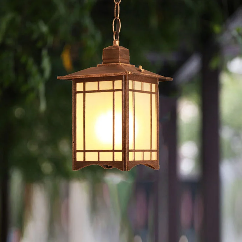 Japanese-Style Pavilion Outdoor Waterproof Garden Pendant Light