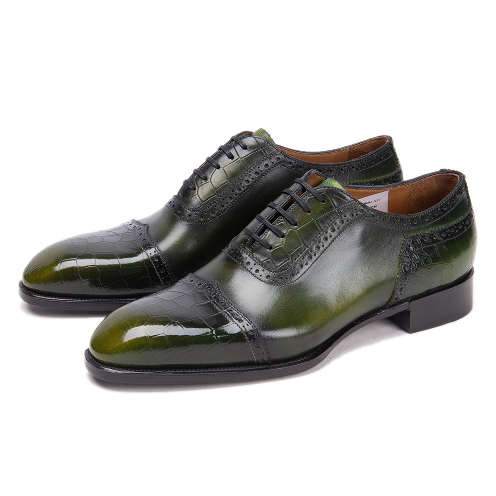 TAAFO Leather Shoes For Men Oxford Green Leather Office Dress Wedding Formal Party Men  Shoes Oxford Loafers