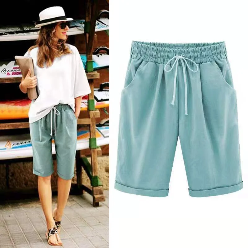 Summer Casual Solid Color Five-Part Pants For Women