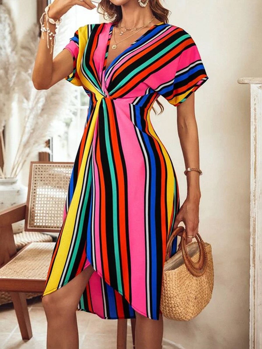 Neck-hanging Rainbow-print Dress For Women main image 1