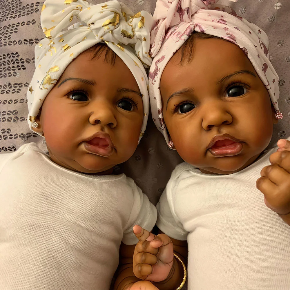 [Black Reborn Baby Twins Dolls] Handmade African American 12'' Eleanora and Della Silicone Rebirth Baby Doll Girl -Creativegiftss® - [product_tag] RSAJ-Creativegiftss®