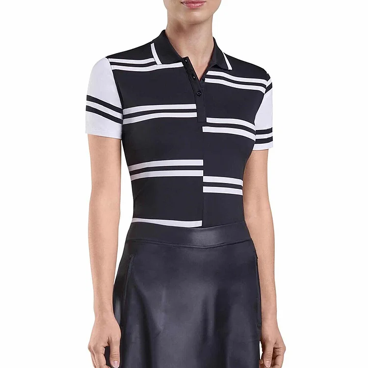 Vefave Contrasting Black And White Stripes POLO Shirt