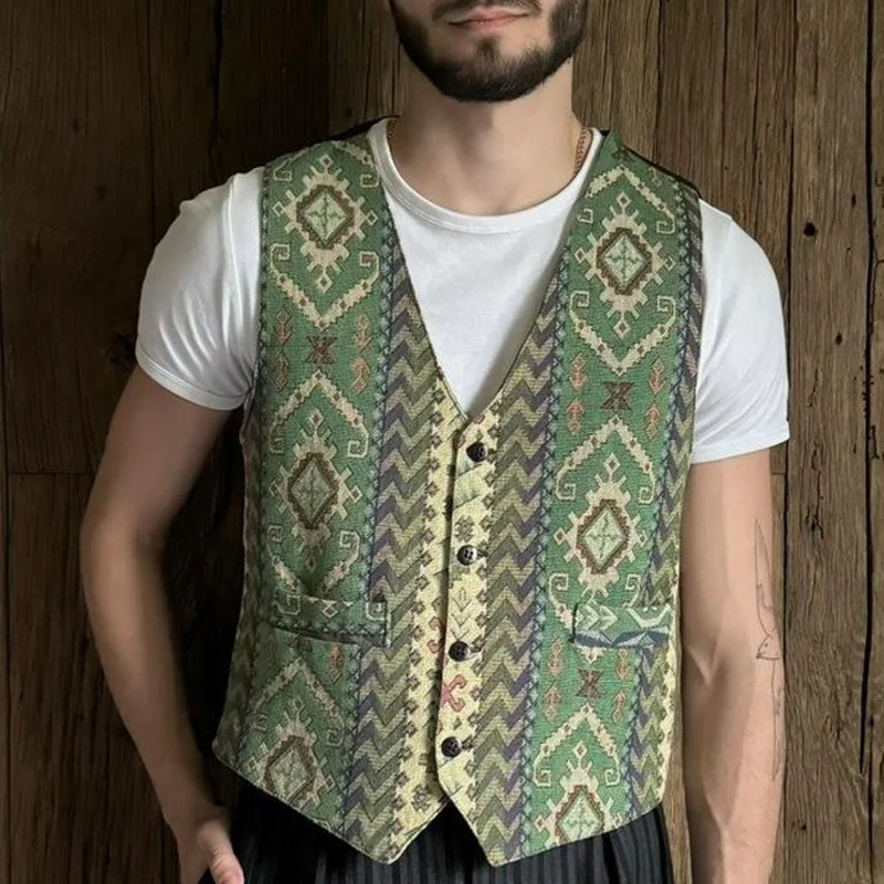 Men's Vintage 80s Aztec Style Vest